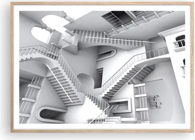 Produktbild von Gerahmtes Poster - Rahmen in heller Eiche - Wissenschaft Illusion Treppen - 100x70 cm - Wand Bild - Wanddeko - Wandbilder - Wandposter - Bilderrahmen - Bilder - Kunstdruck - P2NAA100x70-4277