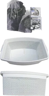 Produktbild von Wäscheset Rattan Design weiß 40 L Wäschekorb 56x39x22 cm mit 2 Wäschenetzen 50x40 cm
