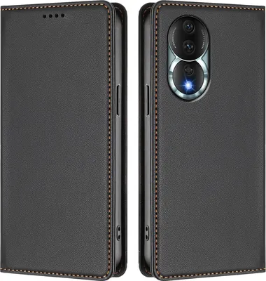 Immagine prodotto di Custodia in pelle per Honor 80, custodia a libro magnetica in Finto cuoio con supporto - Nero
