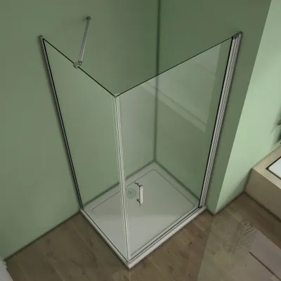 Produktbild von B:76 x T:76 x H:185cm ESG Nano Glas Drehtür Eckeinstieg Pendeltür Duschkabine (eloxierten mit mit Elektrophorese)