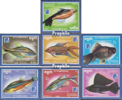Produktbild von Briefmarken Kambodscha 1988 Mi 954-960 (kompl.Ausg.) postfrisch Zierfische
