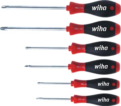 Produktbild von Wiha SoftFinish® Phillips/Pozidriv Schraubendrehersatz, 6-tlg. (311 K6)