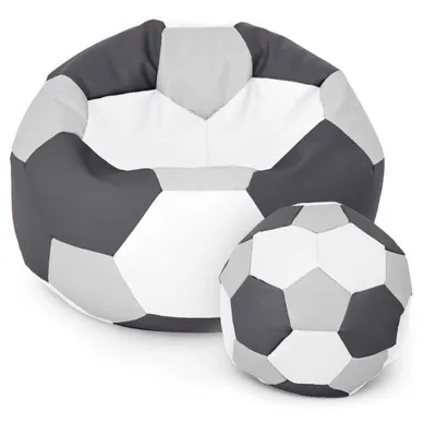 Produktbild von Fußball Sessel mit Füllung EPS Perlen Sitzsack Beanbag Sitzkissen 50cm Hellgrau Graphitweiß Sitzkissen Kissen Sitzsäcke Wohnzimmer Sitzsackbezug Gamer