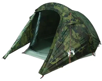 Image de Tente de camping tunnel, capacité de trois personnes, conception résistante aux intempéries, motif camouflage