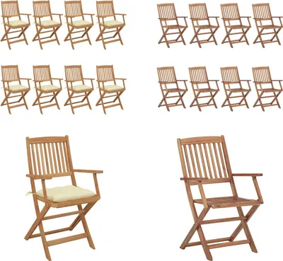 Immagine prodotto di vidaXL Sedie da giardino pieghevoli 8 pezzi con cuscino in legno massiccio di acacia - sedia da giardino - sedie da giardino - poltrona da giardino - sedia pieghevole
