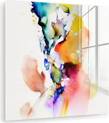 Produktbild von MuchoWow Glasbilder - Bilder auf Wandbild - Foto auf Glas Aquarell - Regenbogen - Abstrakt - Kunst 20x20 cm Wanddekoration aus Glas - Acrylglasbild - Acrylbilder - Bilder von Glas - Moderne