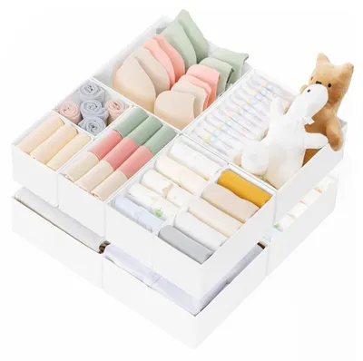 Image de Organisateur de tiroir pour vêtements - 10 pièces - Pliable - Blanc