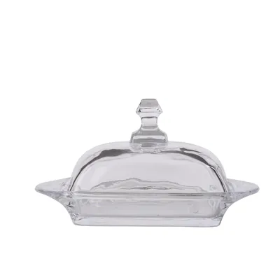 Produktbild von Butterdose aus Glas 17x10x11 cm Butterschale Butterbehälter Dose Behälter Butterglocke mit Deckel