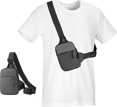 Productafbeelding van Borsttas Heren - Schoudertas Crossbody - Outdoor Activiteiten - Waterafstotend Nylon - 21 x 14 x 4 cm - Grijs