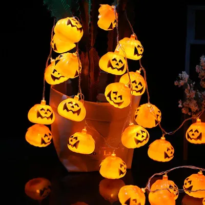 Produktbild von Halloween Kürbis Lichterkette, 3M 20 LED Orange Kürbis Lampion Lichterkette, Halloween Kürbis Lichter für Party, Garten,