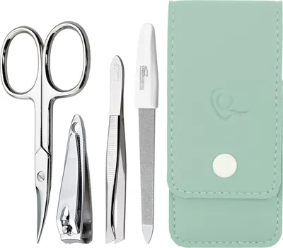 Produktbild von marQus Maniküre Set 4 teilig praktisch und kompakt- mit Feile aus Solingen, das praktische Nagelpflegeset für alle Fälle und Taschen, Reise Nageletui