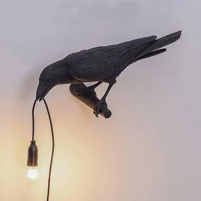 Produktbild von LED Nachttischlampe Vögel Schreibtisch Lampe,Harz Nachtlicht,Wandleuchte mit Glühbirne