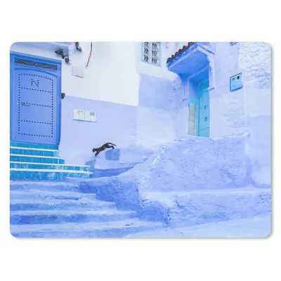 Produktbild von MuchoWow® Mauspad Mousepad Straße - Blau - Türen - Architektur 23x19 cm - Mousepads - Maus Mat - Pad - Mausunterlage - Schreibtischunterlage - Mauspad