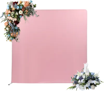 Image de 2*2m arche de mariage en métal blanc avec tissu de fond rose décoration de fête