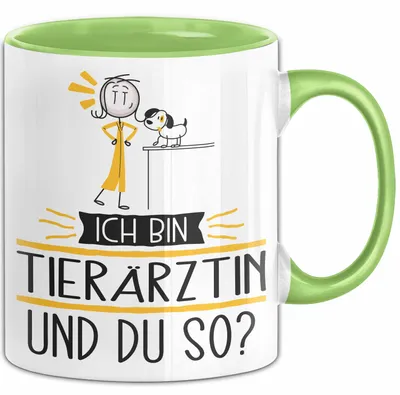 Produktbild von Tierärztin Tasse Geschenk Ich Bin Tierärztin Und Du So Geschenkidee Lustiger Spruch Becher (Grün)