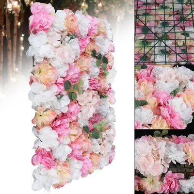 Produktbild von 12 Stück Künstliche Rosenwand 40*60cm Seidenblumen Säule Kunstblumen Blumenwand für Rasen DIY Hochzeit Geburtstag Party Abschlussfeier Straße Requisiten Hintergrund Dekoration