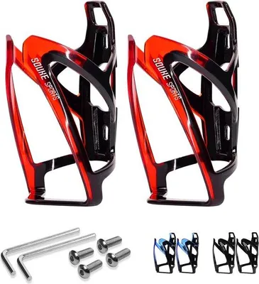 Produktbild von Famanu Flaschenhalter für Fahrrad, Set von 2 stabilen Flaschenhaltern - Rot