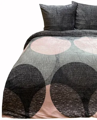 Produktbild von Wendebettwäscheset Teddyplüsch Mikrofaser 135x200 cm Rosa Grau Anthrazit Kreise mit Reißverschluss