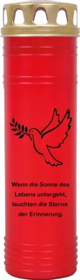 Produktbild von Grabkerze Rot, Brenndauer: 170 Stunden ( 7 Tage ), Motiv: Taube