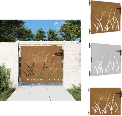 Produktbild von vidaXL Gartentor 85x100 cm Cortenstahl Gras-Design - Gartentore