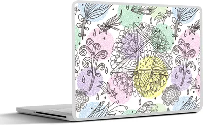 Produktbild von MuchoWow® Laptop Aufkleber Sticker Cover Mädchen - Blumen - Sterne - Muster - Mädchen - Kinder - Kinder 30x21 cm - Sticker für Laptop - Selbstklebend