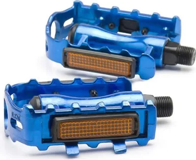 Zdjęcie produktu dla Pedały rowerowe MTB antypoślizgowe - pedały rowerowe z osią 9/16" do różnych rowerów, rowerów górskich, miejskich, trekkingowych - pedały ze stopu aluminium [niebieskie] z odblaskami po obu stronach