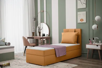 Produktbild von Kaiser Möbel Boxspringbett mit bettkasten matratze topper AMANDA 100 cm Senffarbe