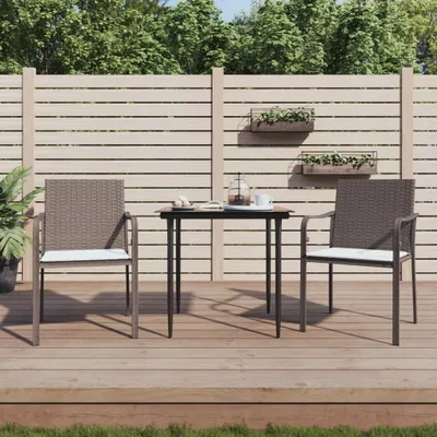Produktbild von Gartenstuhl - Gartenstuhl - Terrassenstuhl - Gartenmöbelstuhl - Stuhl mit Polsterung - Wetterbeständiges Polyrottingestell - Stahlrahmen