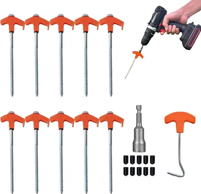 Imagen del producto de Estacas de acero, 10 unidades, de 20 cm de largo, para camping y actividades al aire libre