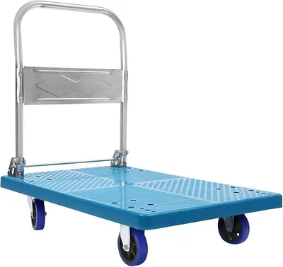 Image de Chariot de transport, chariot plateforme, capacité 300 kg/400 kg, pliable. Chariot de manutention pliable avec plateforme et revêtement antidérapant. Chariot de transport robuste (300 kg)