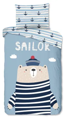 Produktbild von Good Morning Kinderbettwäsche "Captain" - Blau - (140x200 cm) - 100 % Baumwolle