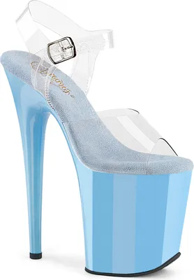 Produktbild von FLAMINGO-808 elegante Pleaser Damen High-Heels Plateausandaletten klar babyblau