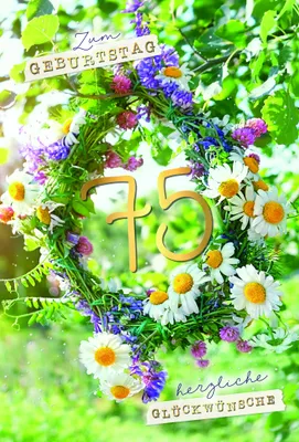 Produktbild von 75. Geburtstag - Glückwunschkarten im Format  11,5 x 17 cm - Blumen