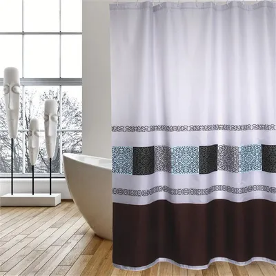 Produktbild von MSV Premium Anti-Schimmel Textil Duschvorhang - Anti-Bakteriell, waschbar, 100% wasserdicht, mit 12 Duschvorhangringen - Polyester, „Delhi“ 180x200cm –  Spain
