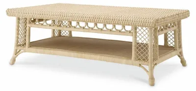 Zdjęcie produktu dla Casa Padrino stolik kawowy z rattanu w naturalnym kolorze 140 cm – meble rattanowe do salonu