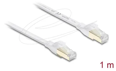 Obrázek produktu pro Plochý propojovací kabel RJ45 Cat.8.1 U/FTP, 1 m, 40 Gb/s, bílý