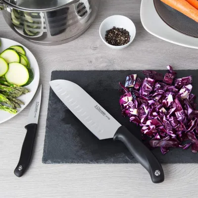 Produktbild von Messenset 3-teilig - Gemüse-, Küchen- & Santoku-Messer | Edelstahl