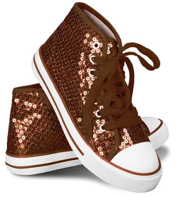 Produktbild von Pailletten Sneaker High Top in 17 Farben für Party, Festival & Kostüm | Braun, 43