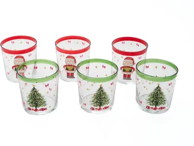 Productafbeelding van Kerstglazen Set van 6 – Feestelijke Kerstprints – 380 ml