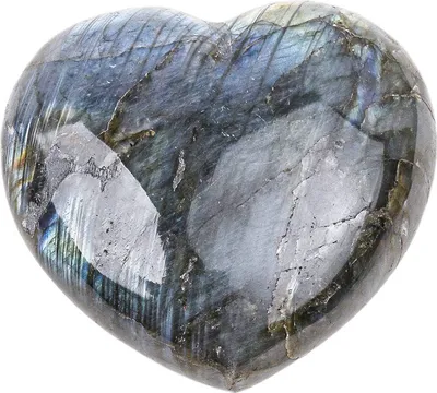 Produktbild von Natürlicher Labradorit 6x7cm Herzform Edelstein Intuition und Kreativität Mystik