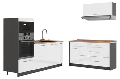 Zdjęcie produktu dla Kuchnia Vicco Fame-Line Biały wysoki połysk/Antracyt 340 cm, BP Dąb, Model 63878