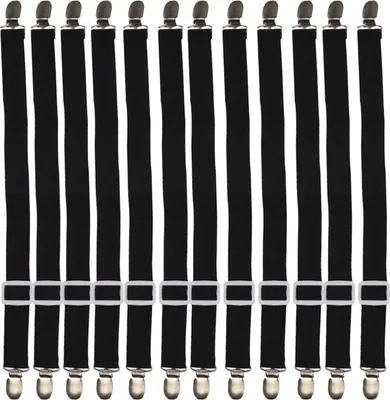 Produktbild von Bettlakenspanner Verstellbar, 12 Stück Verstellbare Lakenspanner, Elastische Spanner für Laken, Lakenspanner mit Metallclips für Laken, Matratze, Bügelbrett oder Sofa