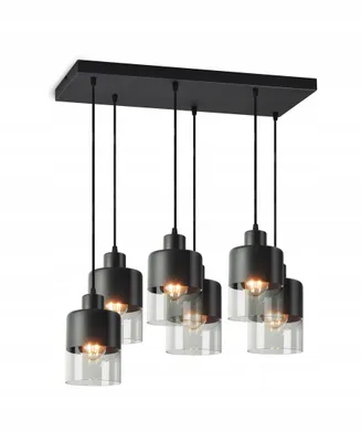 Zdjęcie produktu dla Lampa Sufitowa Wisząca Żyrandol Dual Glass 568-AZ6 LED E27 Black Edition