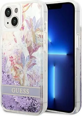 Obrázek produktu pro Guess GUHCP14MLFLSU Apple iPhone 14 Plus / 15 Plus purple hardcase Flower Liquid Glitter