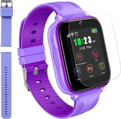 Obrázek produktu pro (Fialové) T12 4G chytré hodinky pro děti, dětské hodinky s dotykovým displejem, GPS sledováním a voláním, hlasovým videohovorem, SOS kamerou, hudebním přehrávačem