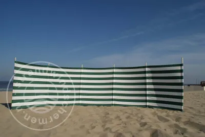 Produktbild von Strandwindschutz 6 m, grün/weiß, Polyacryl-Windschutz – 6 m Camping-Windschutz