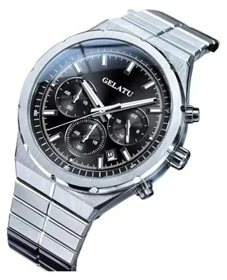 Imagen del producto de Reloj para hombre GELATU Factio, acero inoxidable, cronógrafo, color plateado