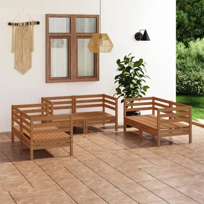 Produktbild von The Living Store 6-tlg. Garten-Lounge-Set Honigbraun Massivholz Kiefer