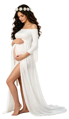 Imagen del producto de Vestido largo de maternidad de gasa, sin mangas