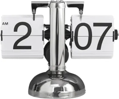 Productafbeelding van Digitale klok met flip-down display, retro design, minimalistisch, met voet, mechanisch, geschikt voor auto, bureau thuis, woonkamer, wit